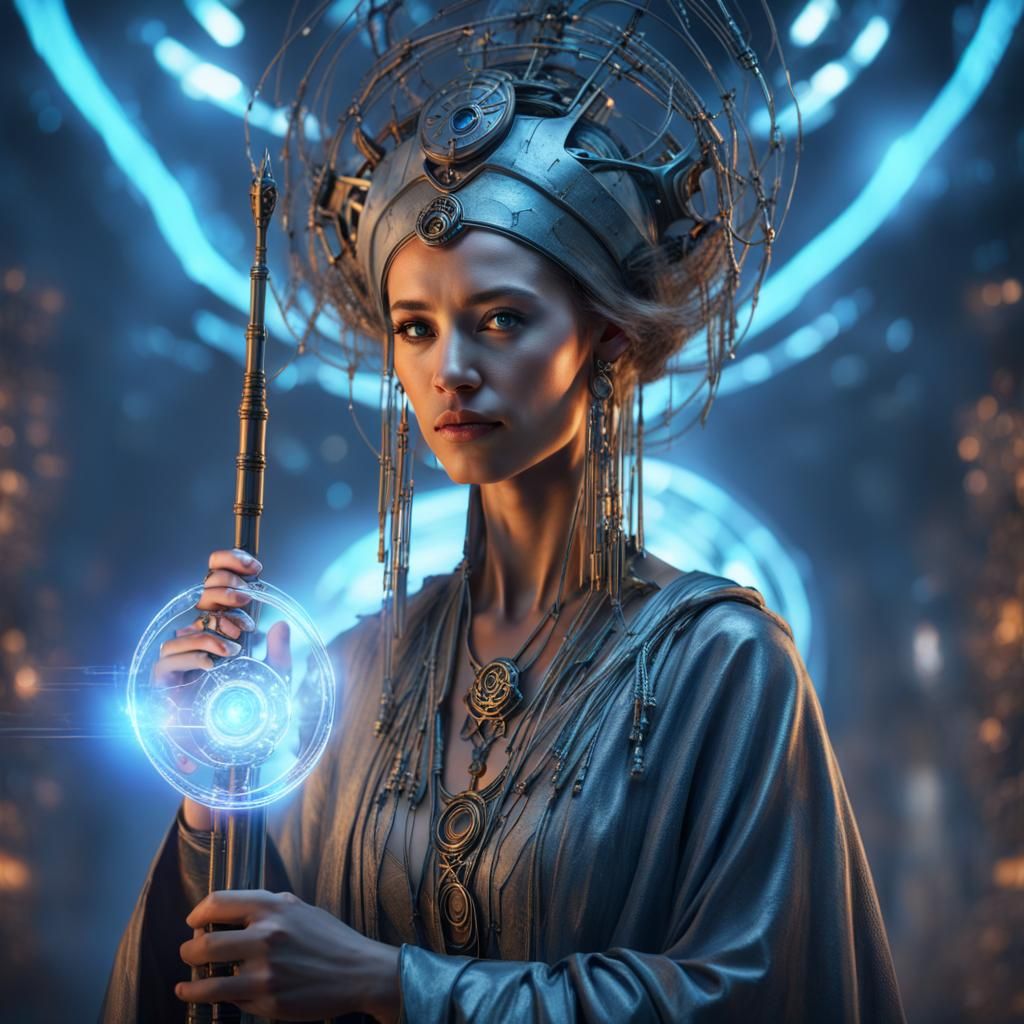 Tech-Witch Portrait in Fantasy Art Style