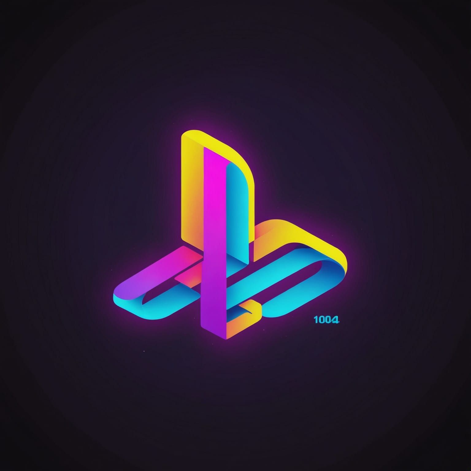 PlayStation Logo Repetition in Synthwave Neon Style