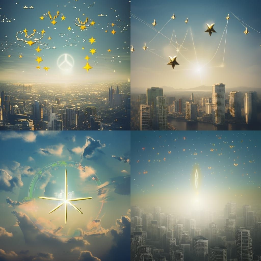 Futuristic Golden City Celebrates Peace