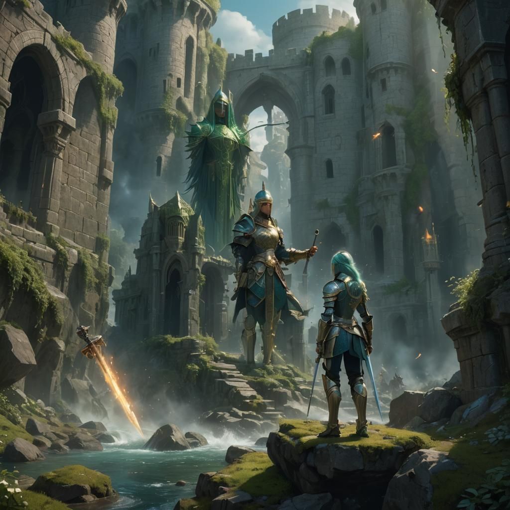 Female Knight in Blue Armor: Fantasy Concept Art