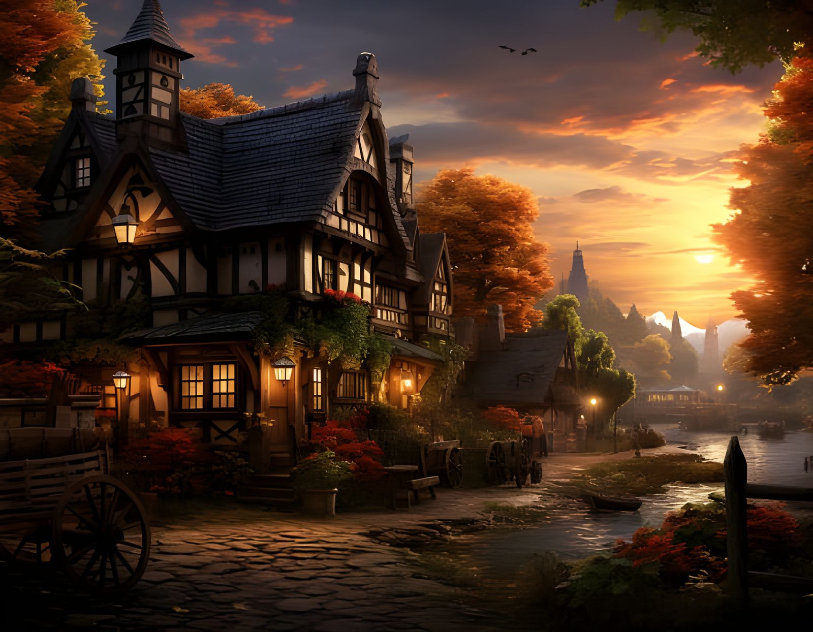 Picturesque Riverside Pub in the English Countryside