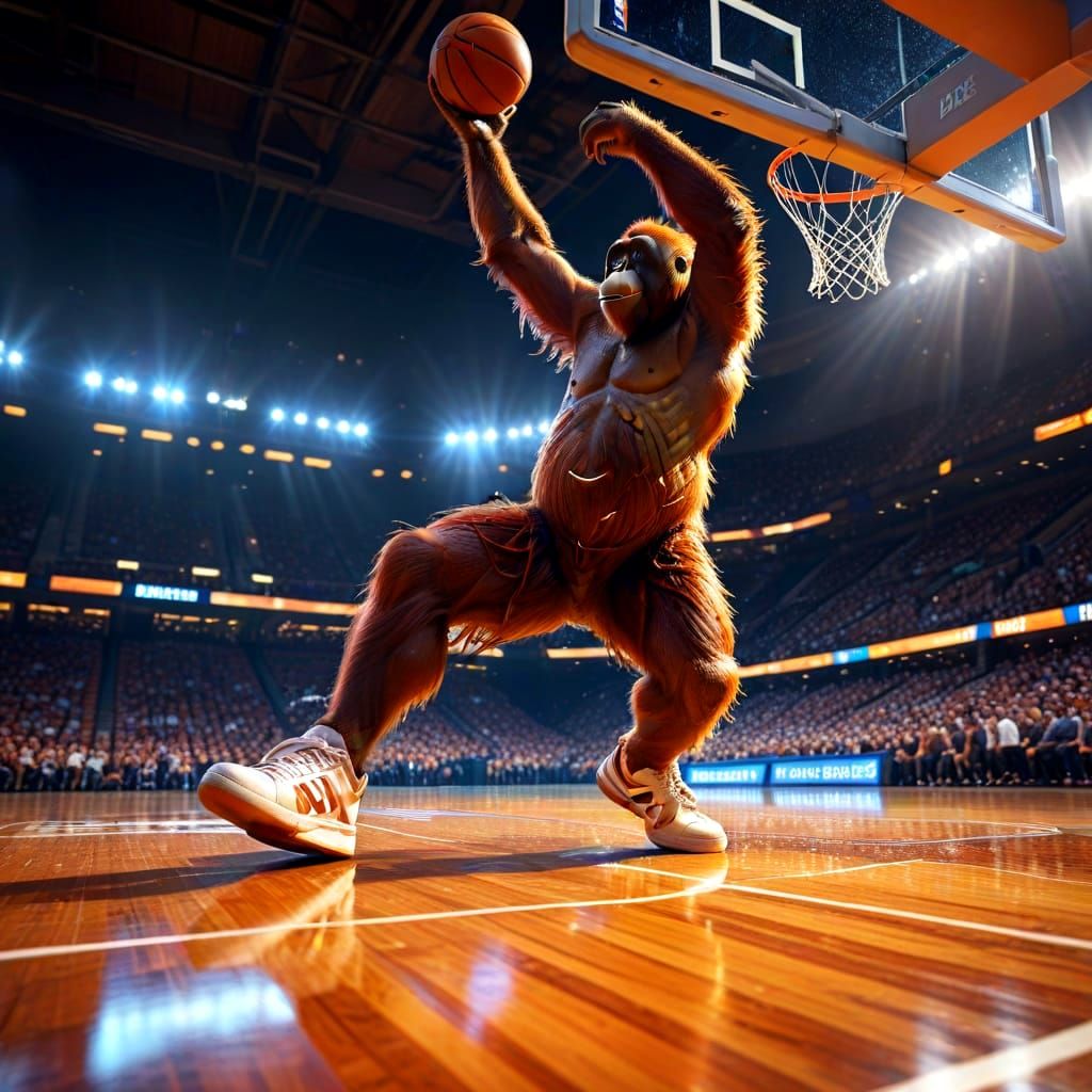 Orangutan Dunks Basketball in NBA Finals