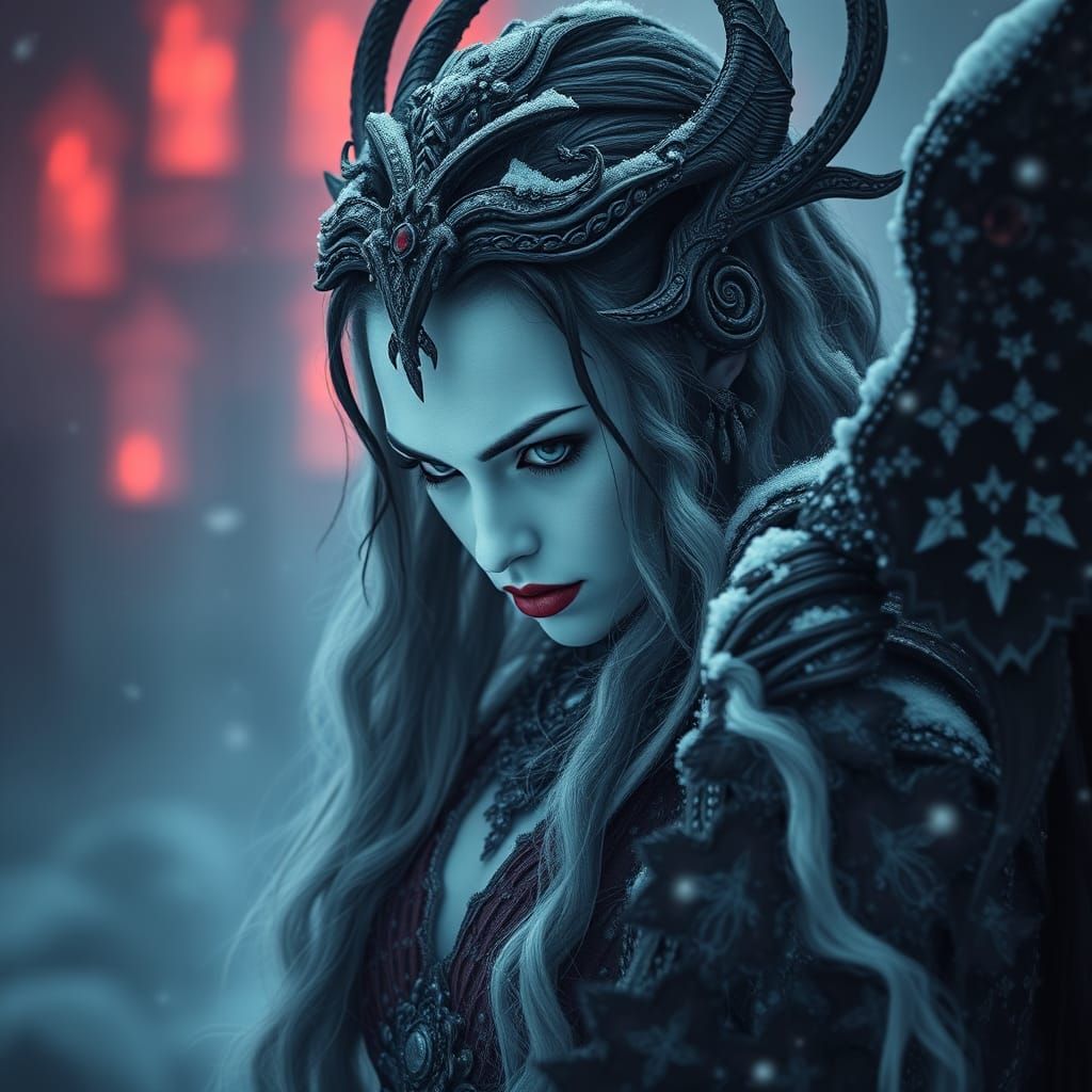 Slavic Goddess of Winter and Rebirth in Elegant Digital Pain...