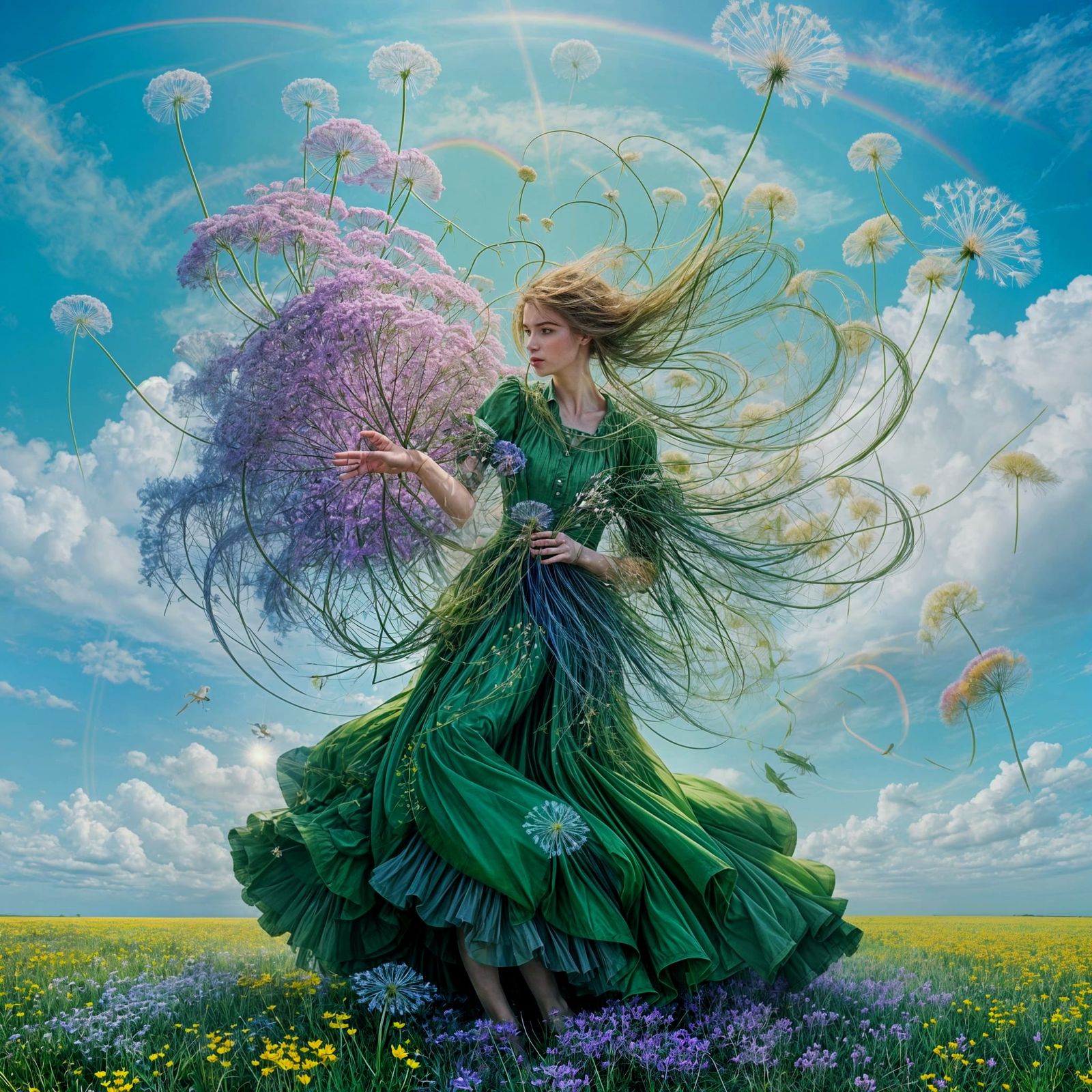 Dandelion tornado personified