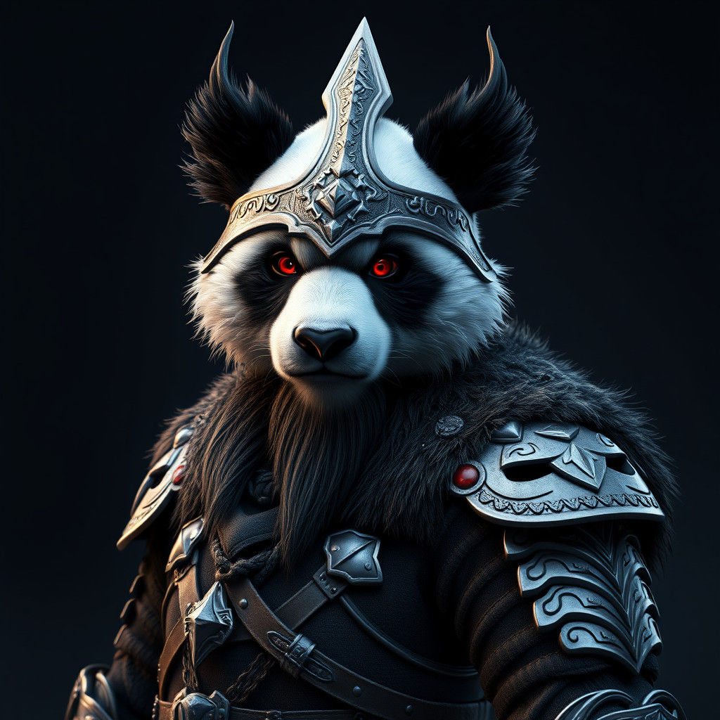 Viking Panda Portrait in Hyperrealistic Digital Art