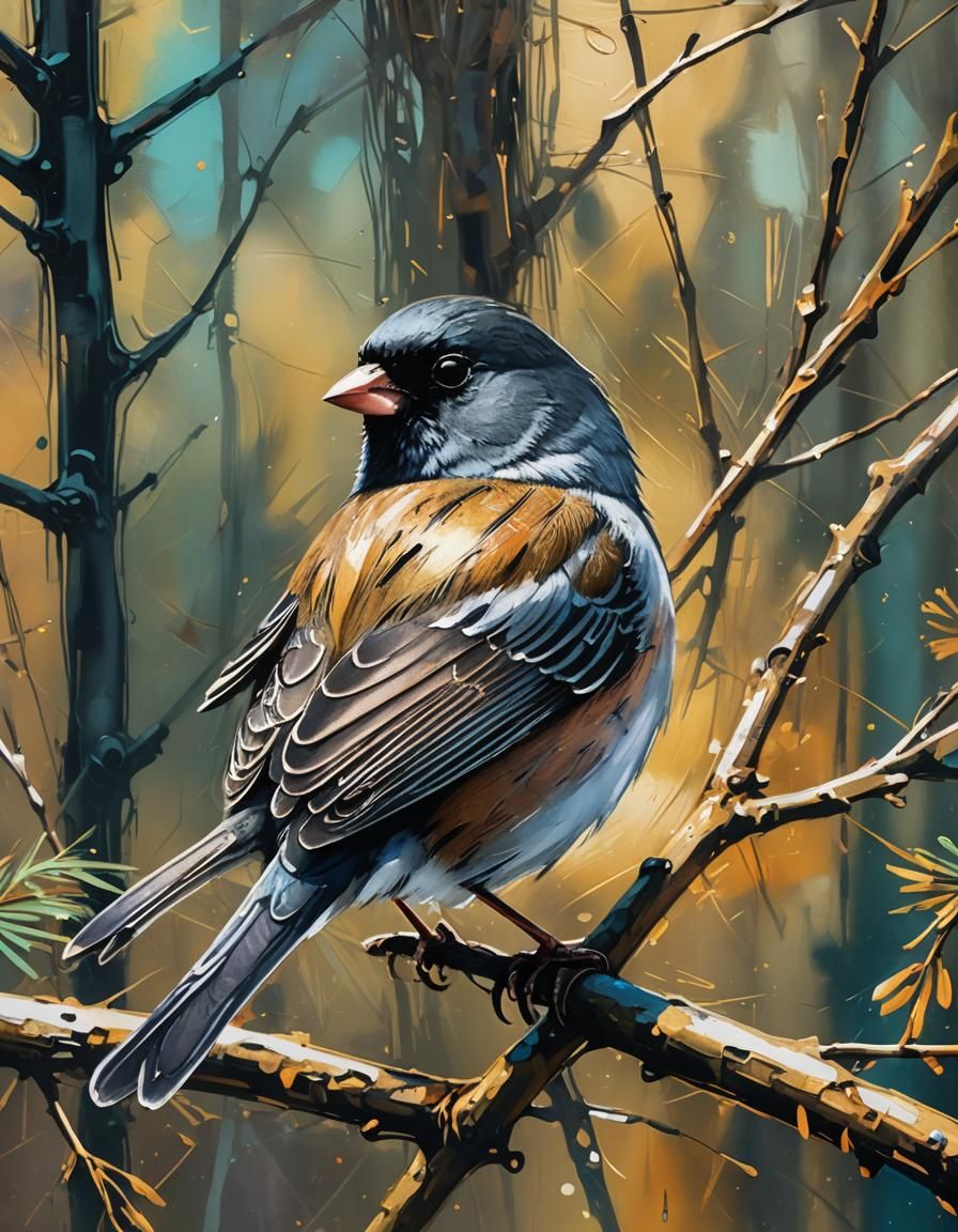 Dark-eyed Junco in Vibrant Graffiti Art Style