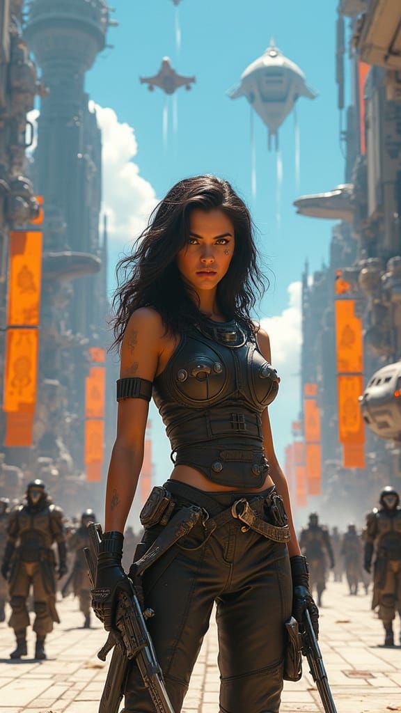 Futuristic Space Colony Leader in Tactical Gear