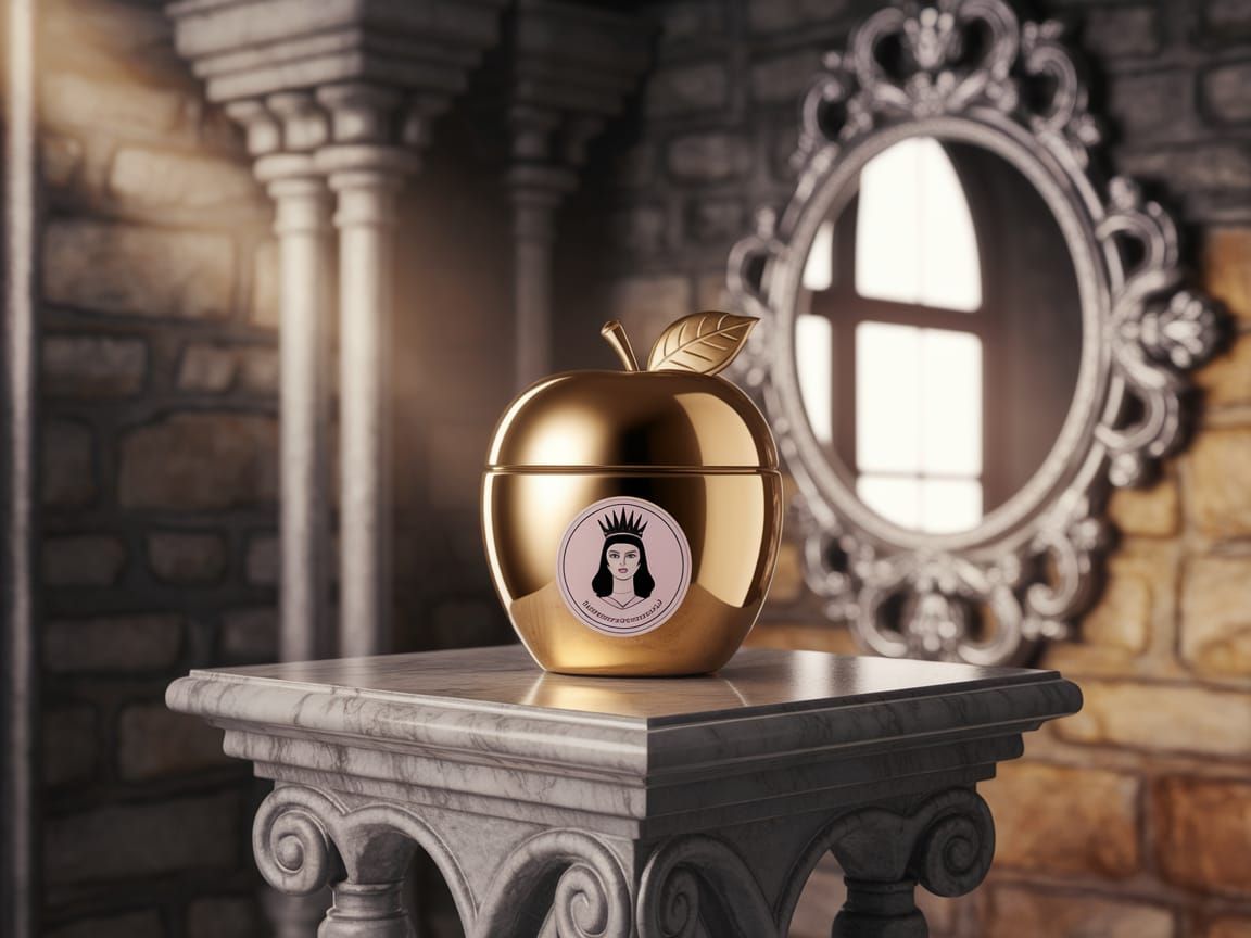 Elegant Apple-Shaped Face Cream Adorned with Royal Crest