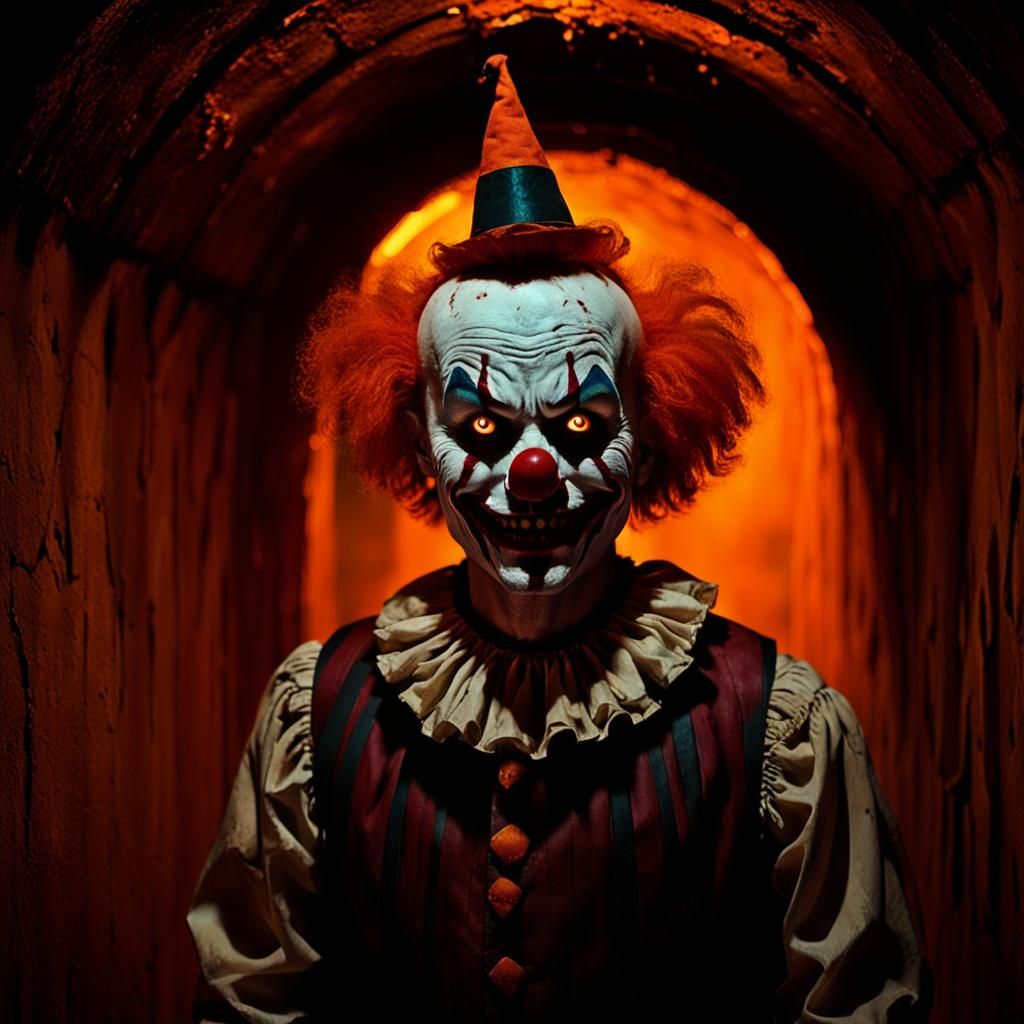 Mysterious Clown in a Haunted Tunnel, Film Noir Style