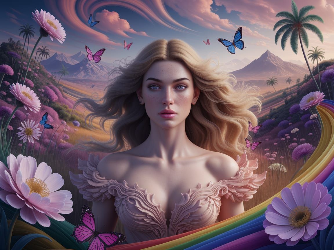 Ethereal Surrealist Beauty Reigns in a Dreamlike Landscape