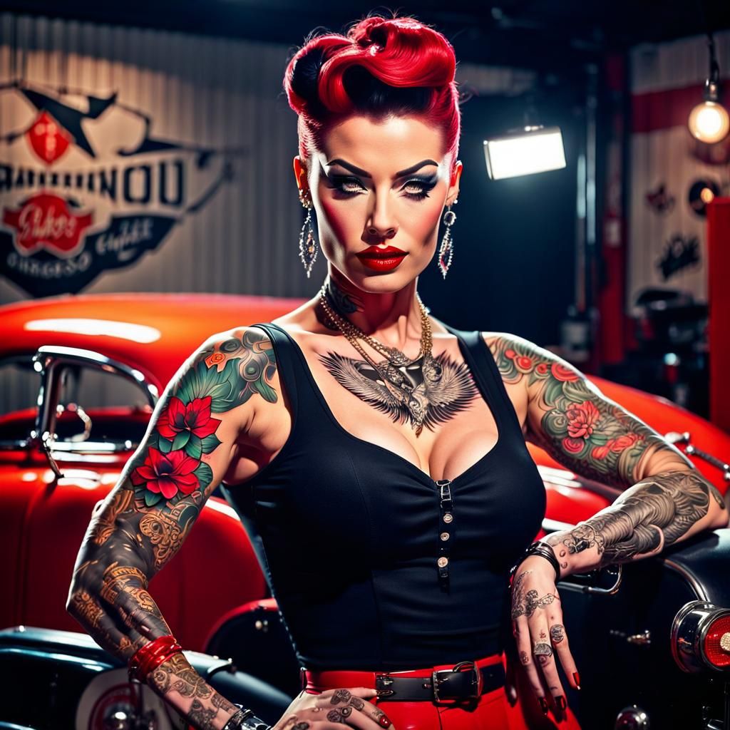 Rockabilly Pinup Girl With Tattoos