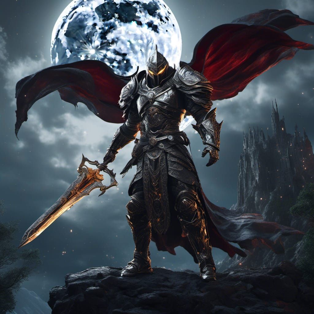 Moon Paladin in Silver Armor Concept Art