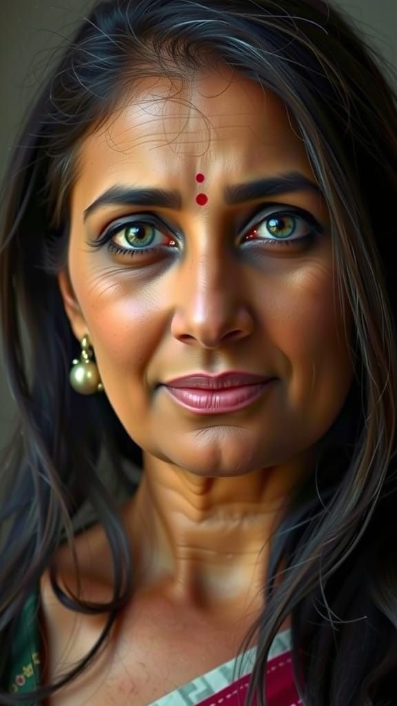 Elegant Indian Woman in Hyperrealistic Portrait