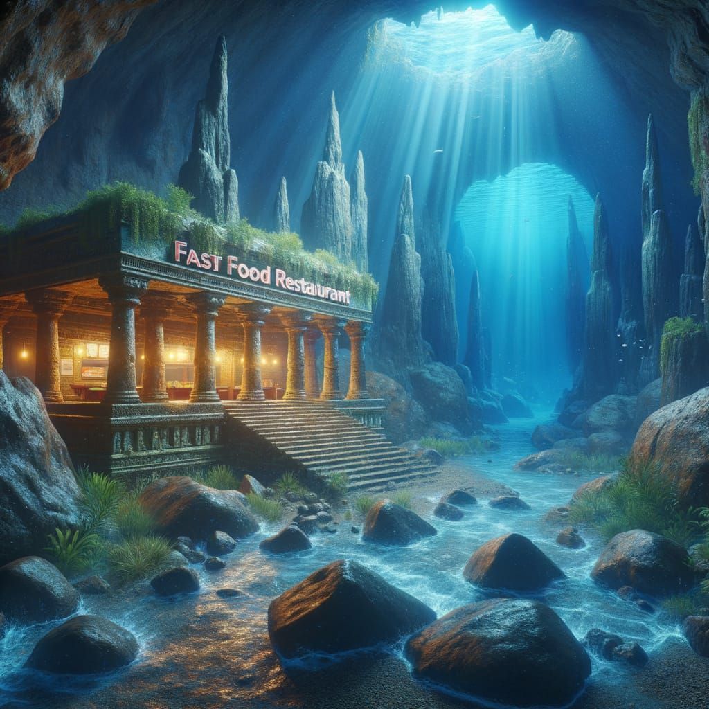 Ancient Fast Food Restaurant in Mysterious Underwater Cave