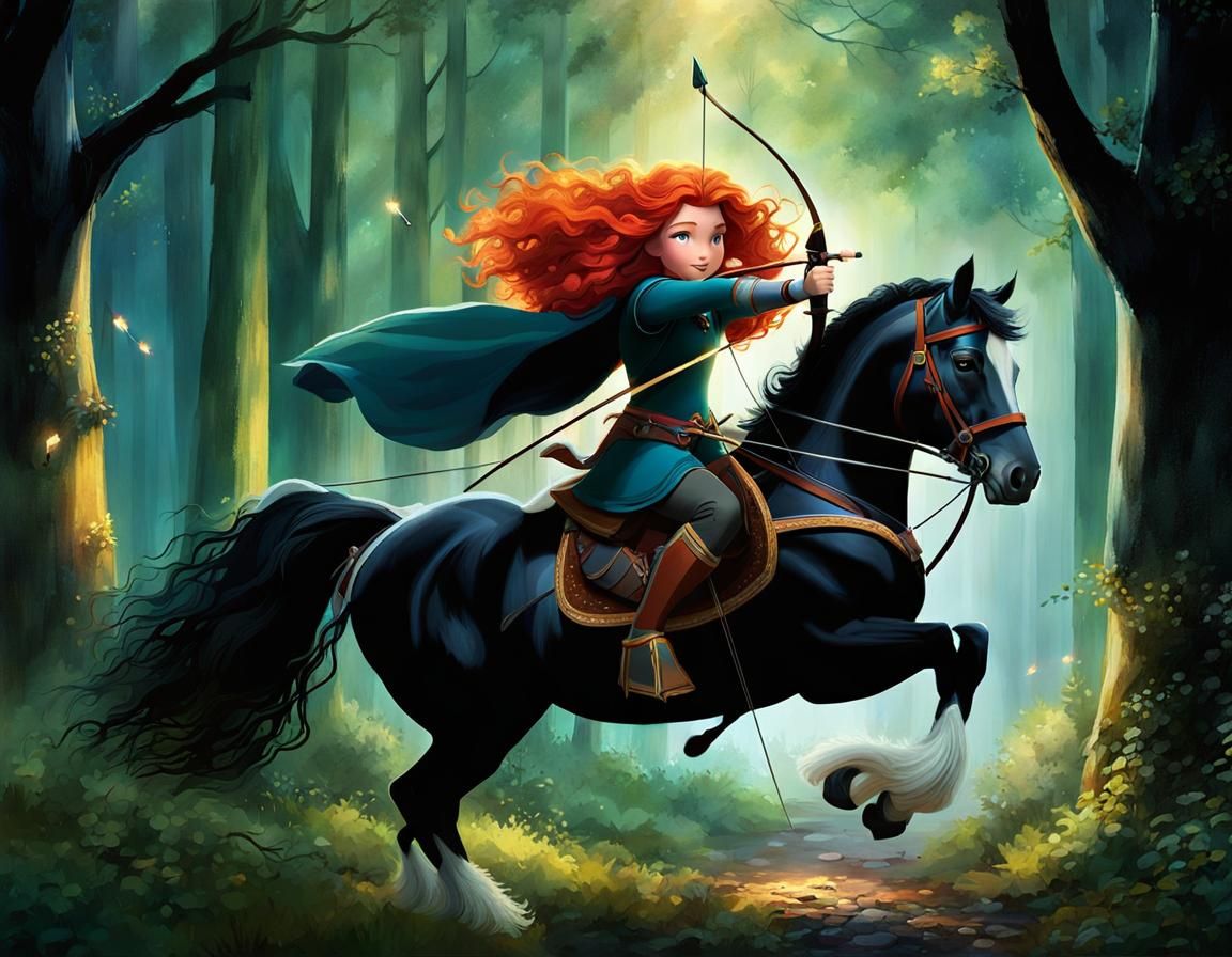 Merida and Angus during practice training from Disney/Pixar's Brave  🏹🏴󠁧󠁢󠁳󠁣󠁴󠁿