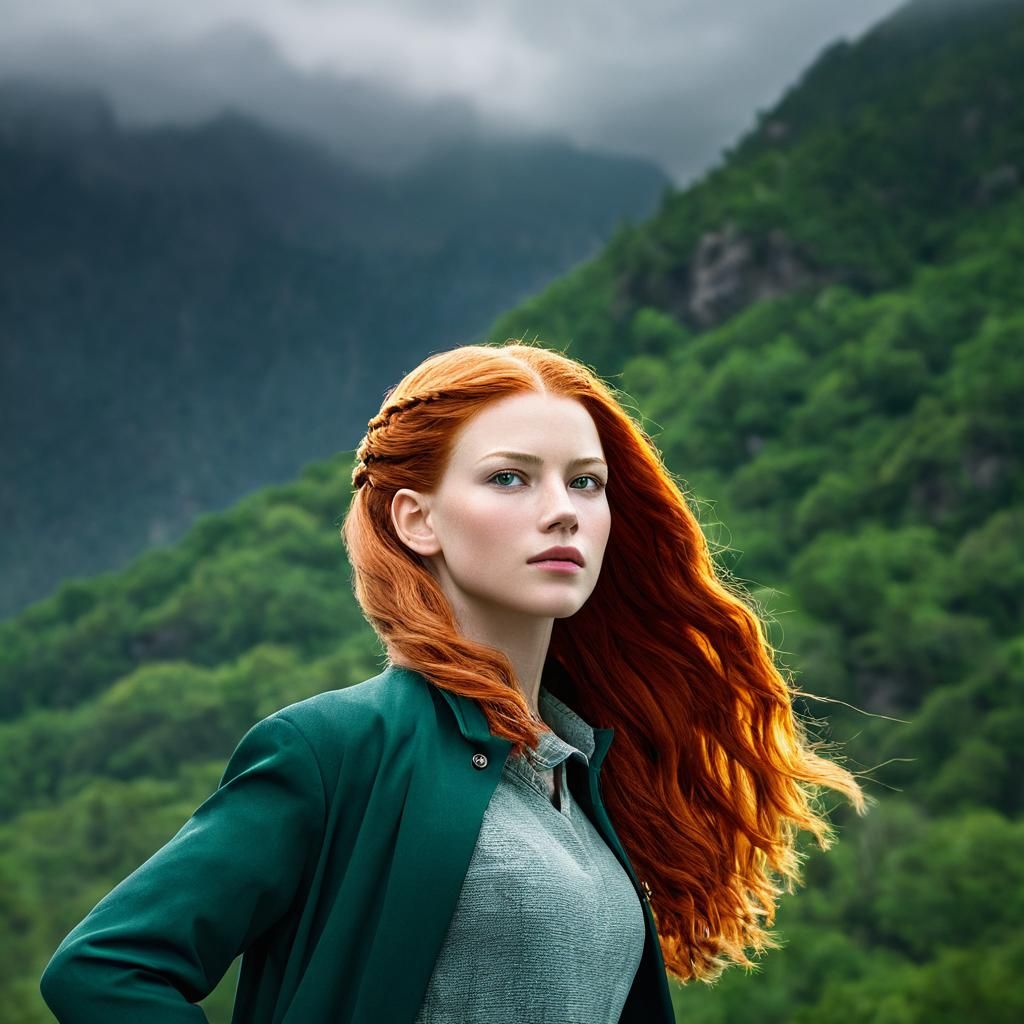 Fantasy Adventurer Portrait in Forest, Digital Art