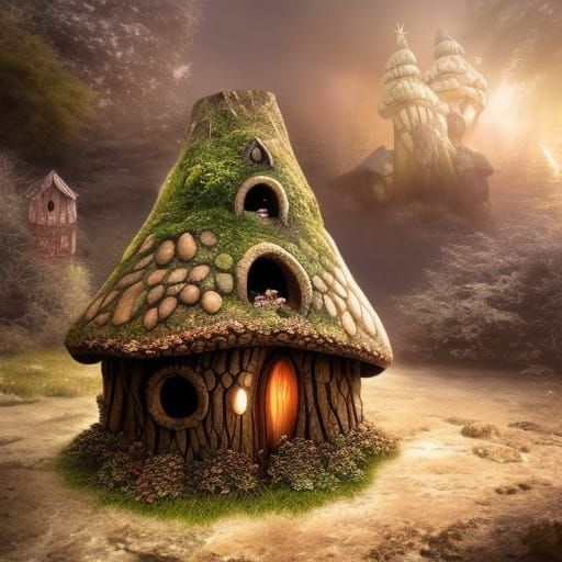 Petoskey Stone Fairy Mushroom House