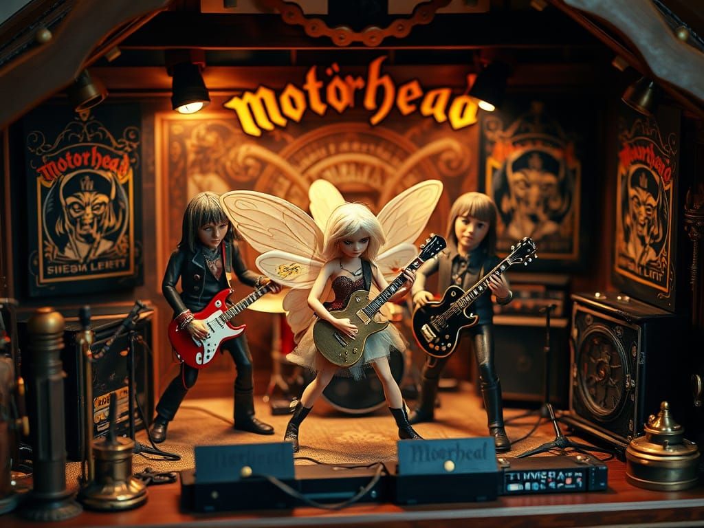 Steampunk Dollhouse Rock Concert with Fairy Guitarist