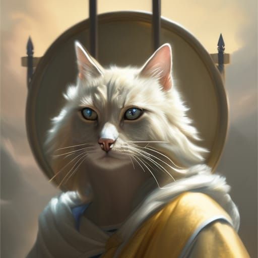 Blue Cat-Headed Saint Barbara Portrait in 8k