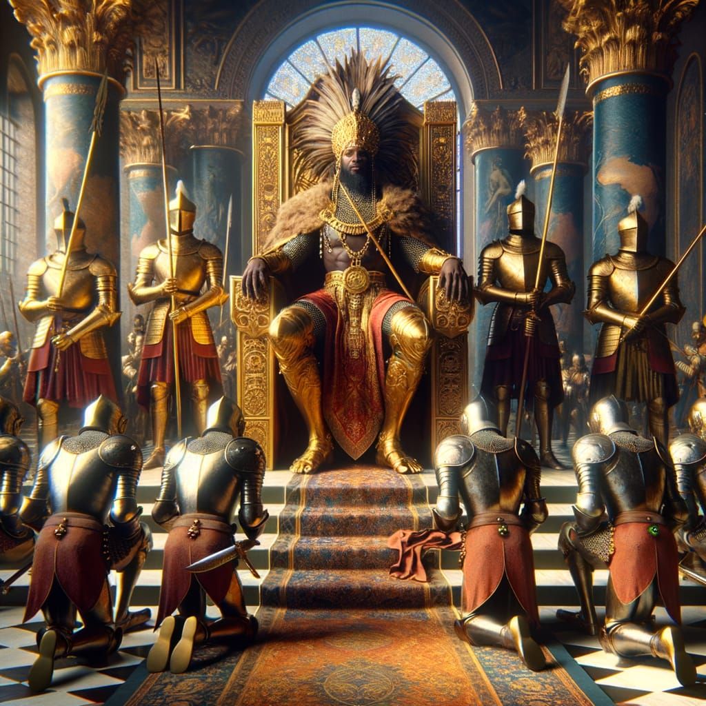 Surreal Vision of African Majesty in Golden Splendor