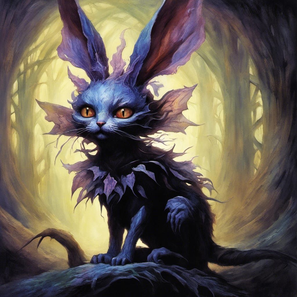 Colorful Dark Fey Creature in Gothic Style