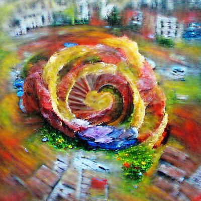 Colorful Spiral Impressionism in Oil and Impasto
