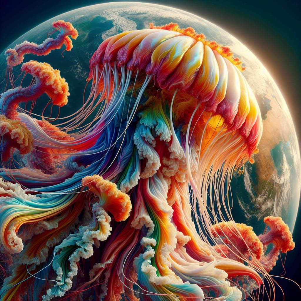 Glowing Celestial Jellyfish in Vibrant HDR