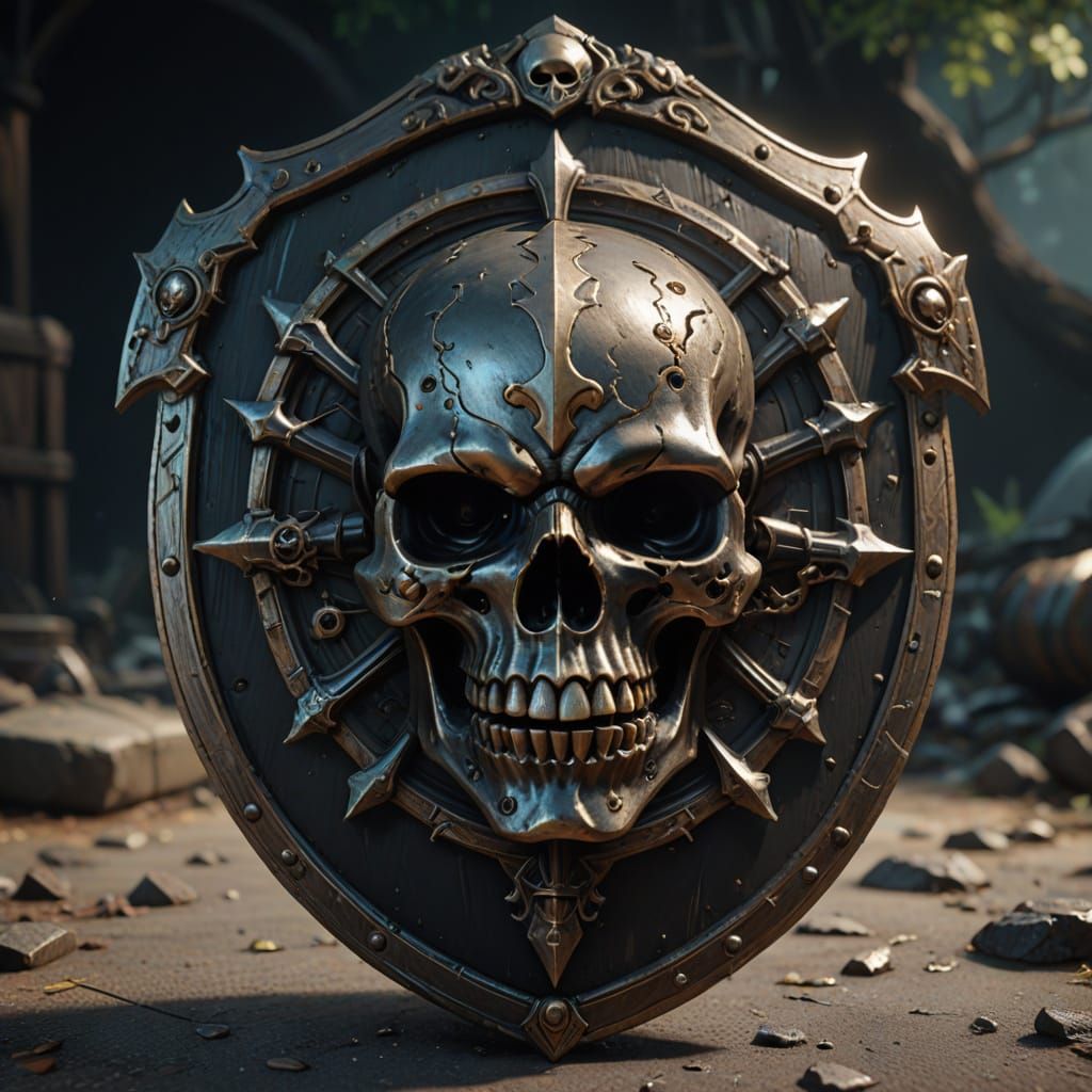 Dark Fantasy Shield in Ornate Gothic Style