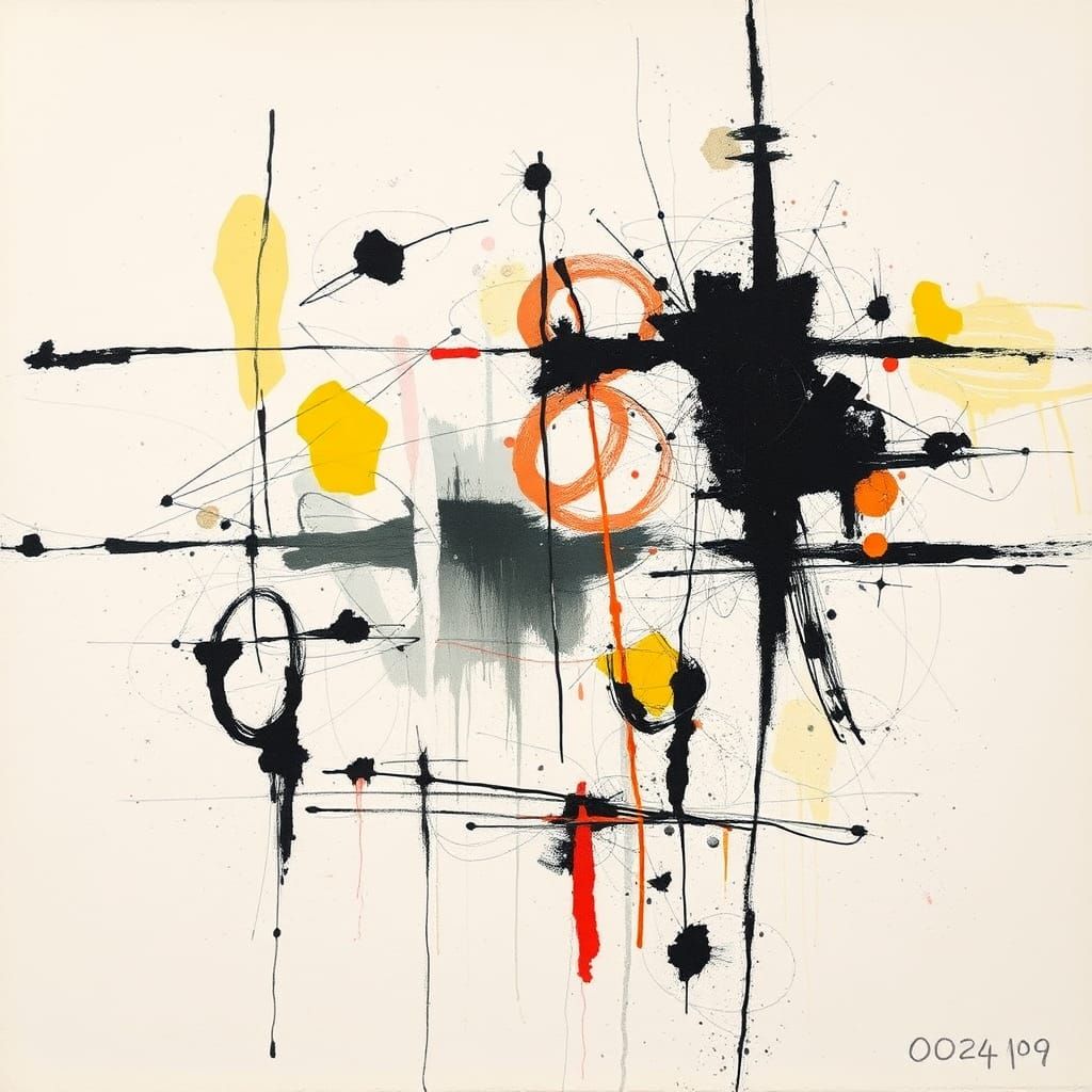 Abstract Expressionist Composition Inspired by Action Painti...