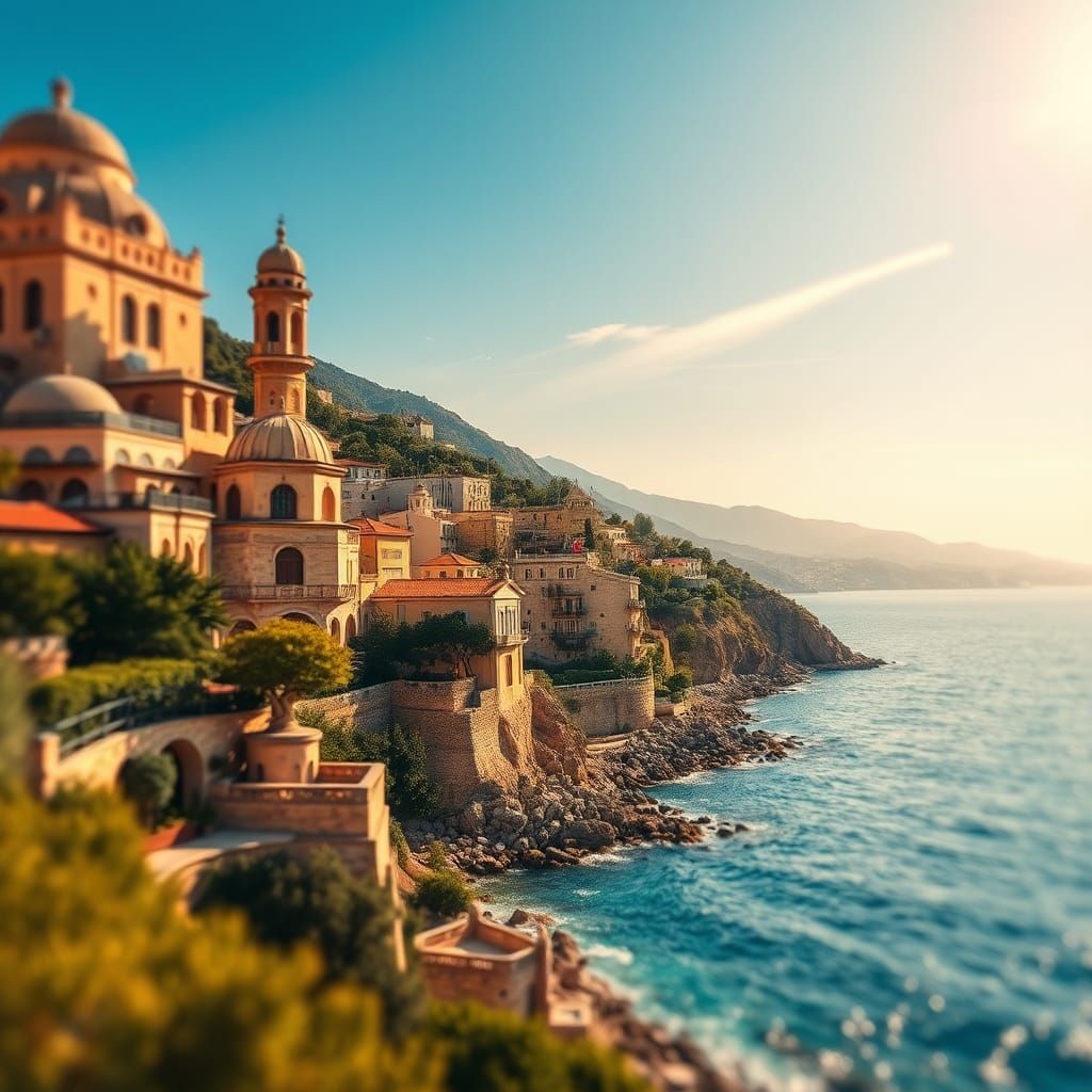 Vintage Travel Poster of Antalya in Golden Light