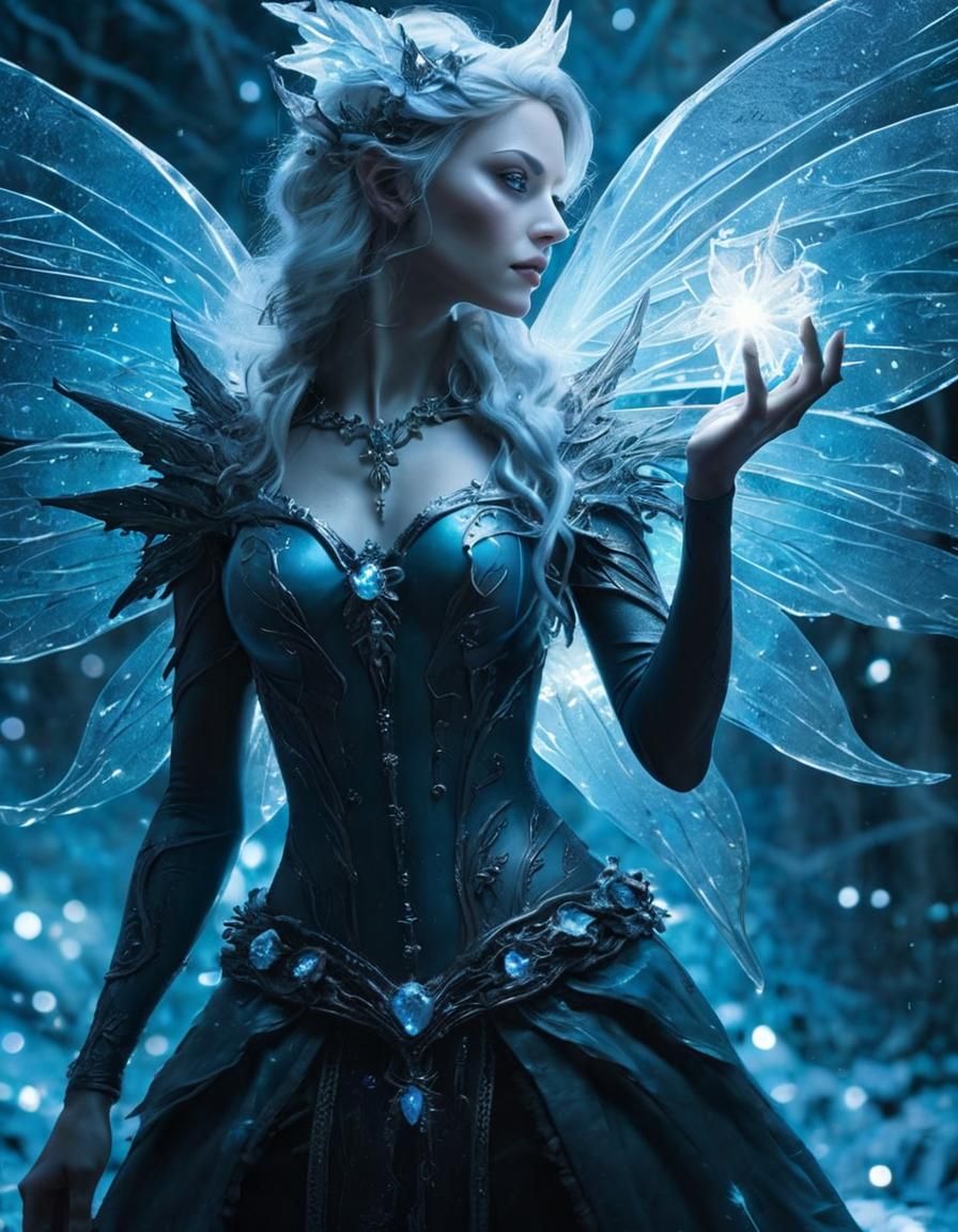 Witch Wielding Frost Magic in Dark Fantasy Style