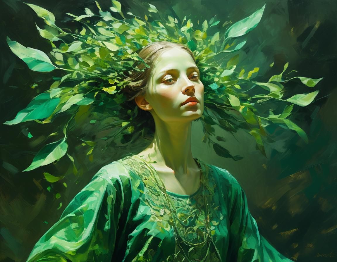 Enchanting Mythical Scene with Lush Greenery