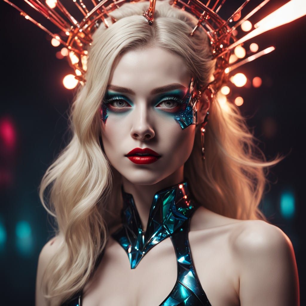 Cyberpunk Goddess in Futuristic Swimsuit