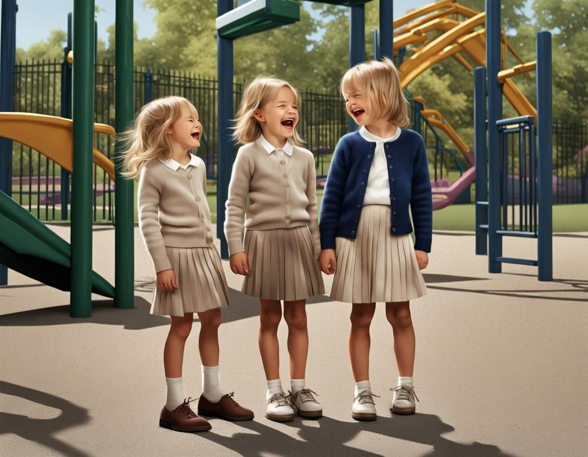 Girls Laughing at Boy in Playground, Photorealistic Style