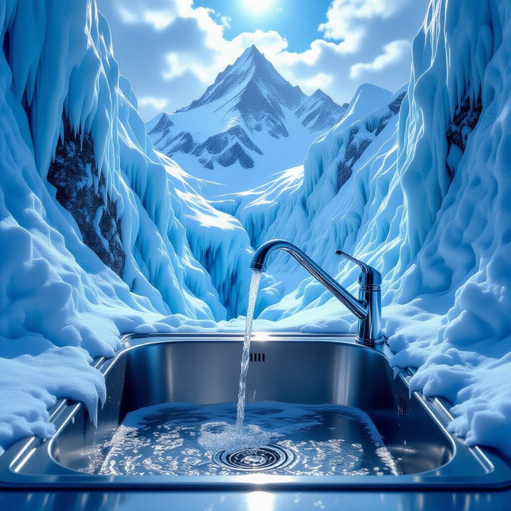 Kitchen Sink Water Forms Snow Mountains