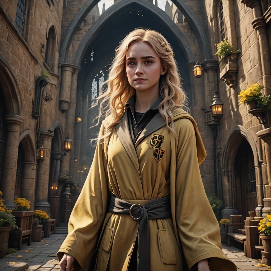 Hufflepuff Girl: Detailed Matte Painting in 8k