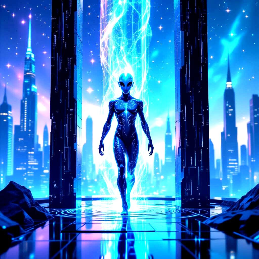 Alien Enters Digital City Through Crystal Portal