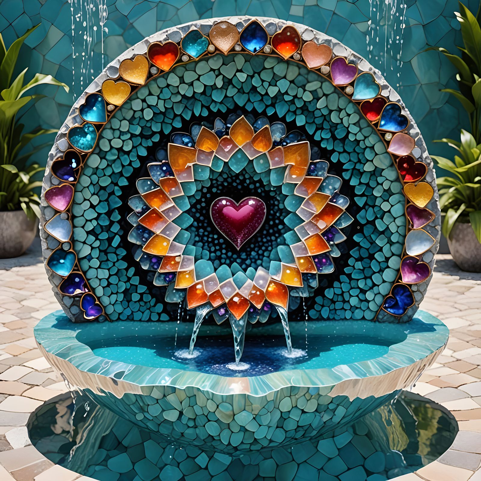 A magnificent geode, crystal waterfountain of Love,  water d...