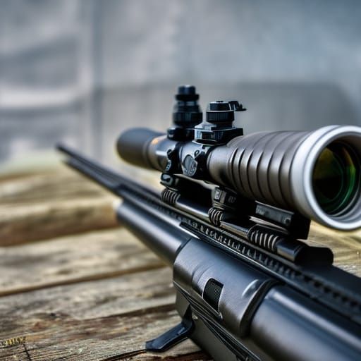 Hyperrealistic Sniper Rifle with Scope on Tripod