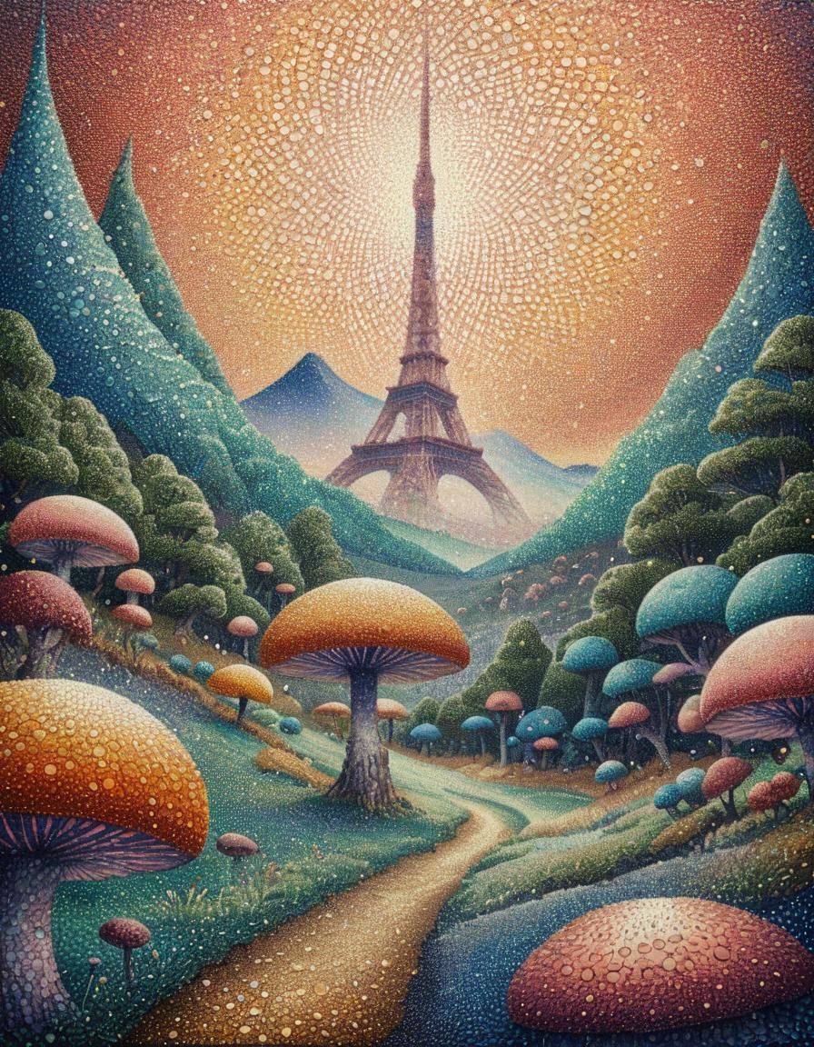 Kinetic Pointillism Fairycore with Retro Stippling