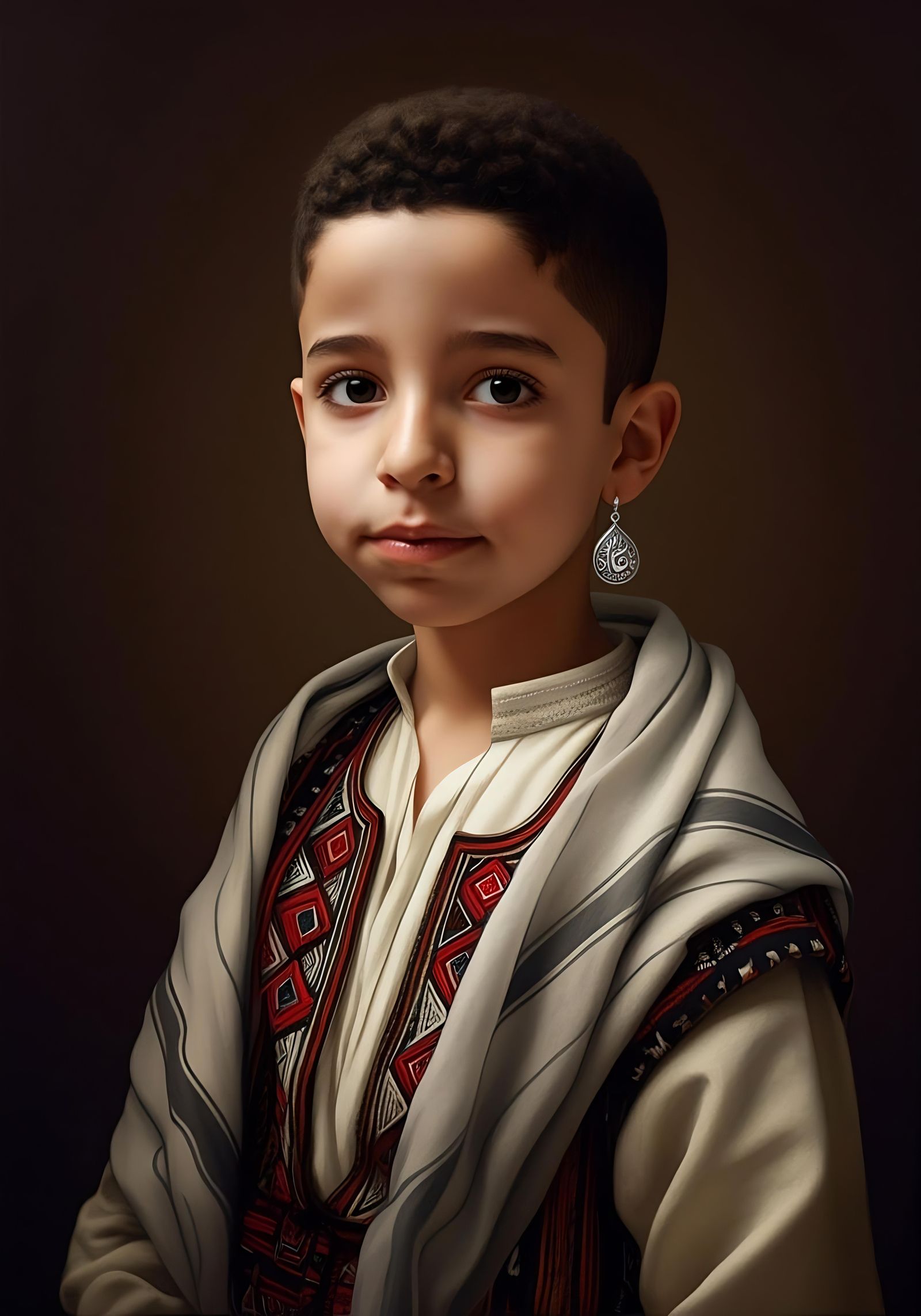Palestinian Boy with Silver Pendant, Vermeer Style