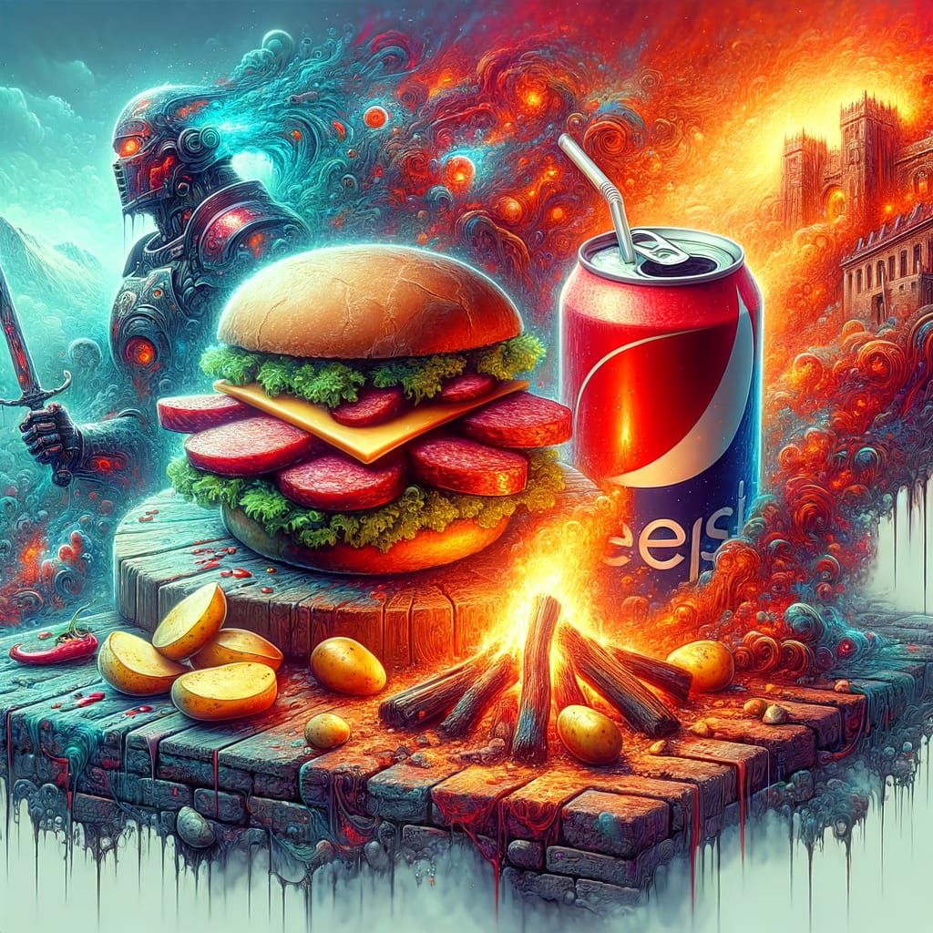 Vibrant Graffiti Art of Woodfire Chorizo Sandwich