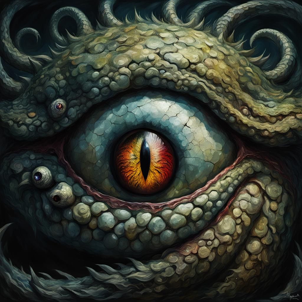 Creepy Eyeball Head in Gothic Horror Style