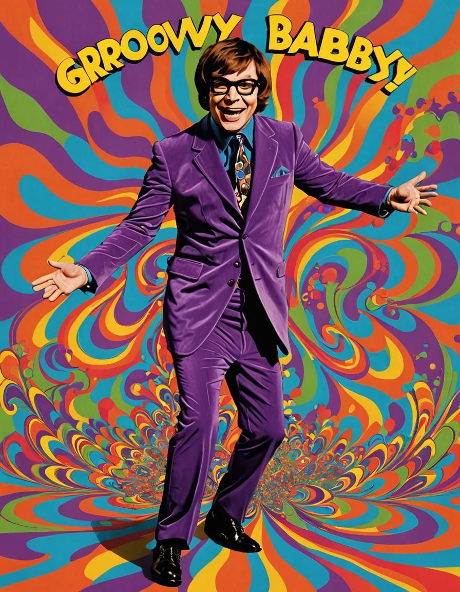 Austin Powers Dancing in Psychedelic Scene