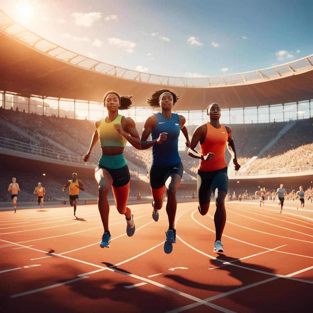 Diverse Athletes Training Together: Concept Art