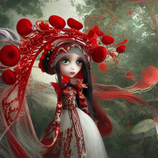 Ethereal Fantasy Doll in Crimson Splendor