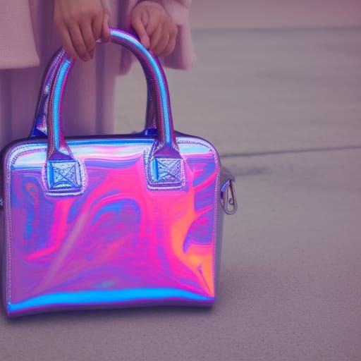 Cotton candy pink holographic handbag with cotton candy blue holographic accents& cotton candy purple holographic accent...