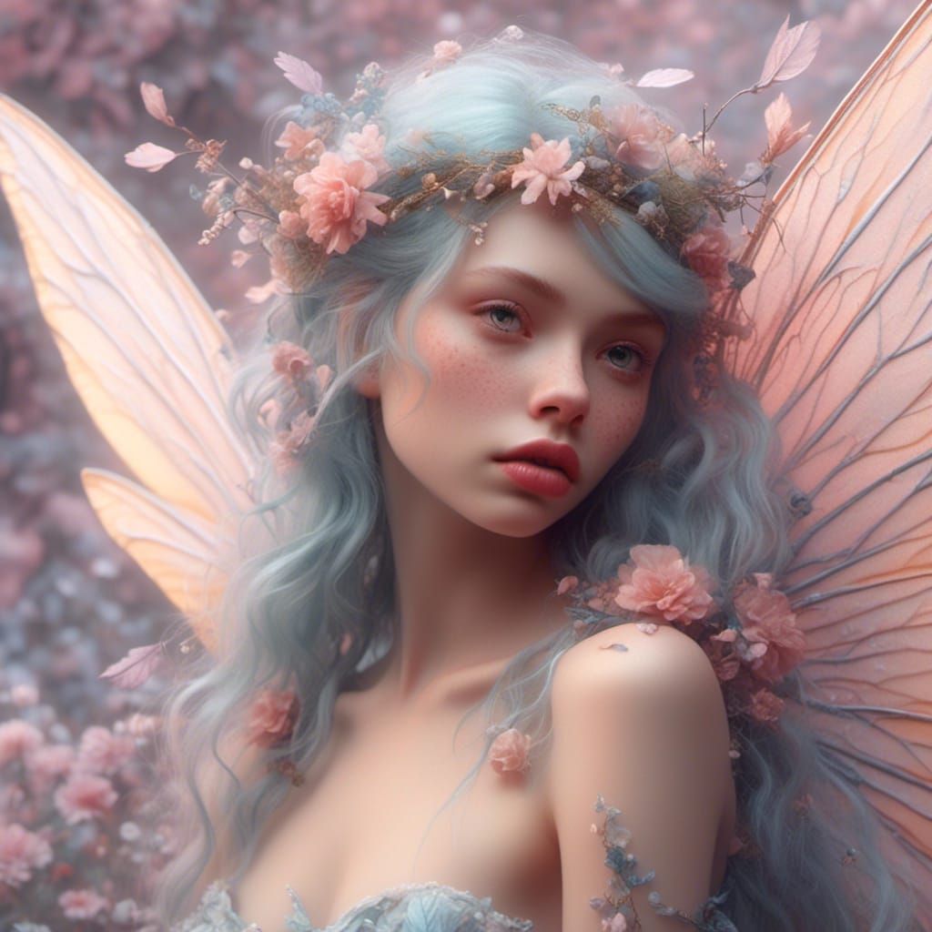 Whimsical Fairy Portrait in Pastel Colors
