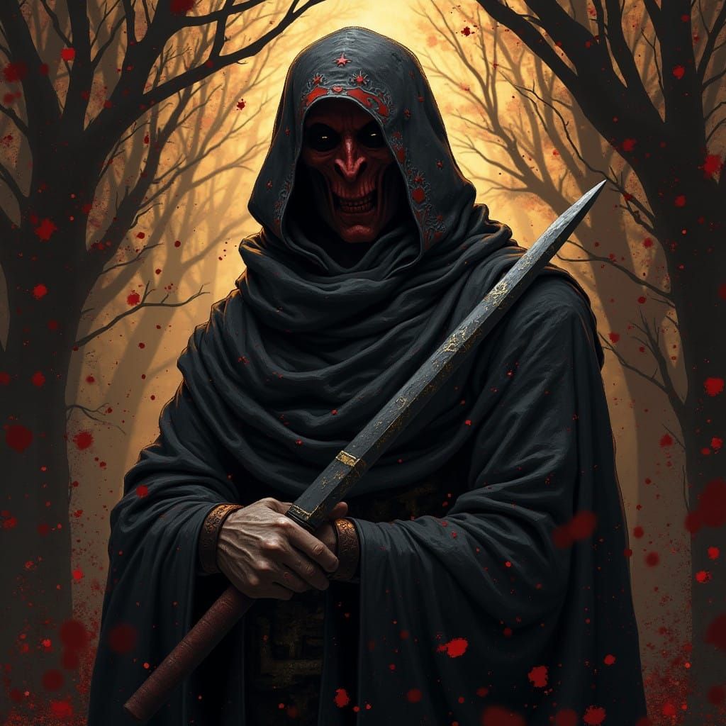 Dark Fantasy Landscape in Cyberpunk Style