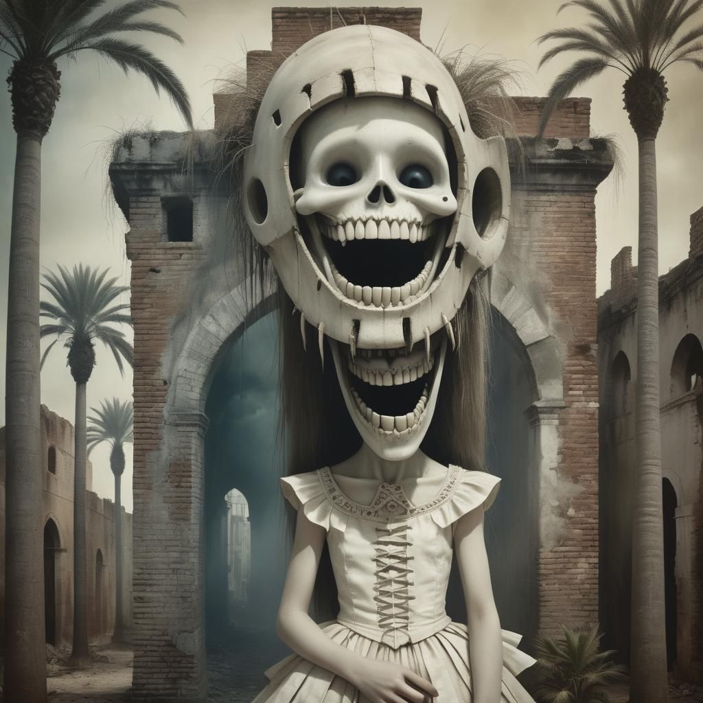 Surrealist Vintage Photograph of a Thin Girl